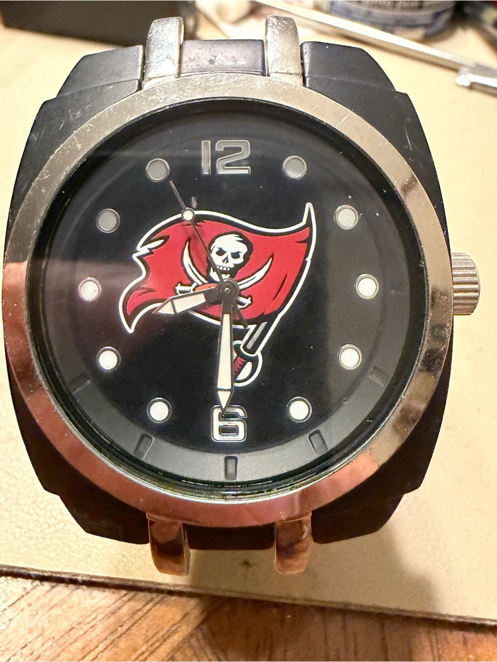 10/$20 Tampa Bay Buccaneers by Sparo Silver/Black Nylon Men’s Watch